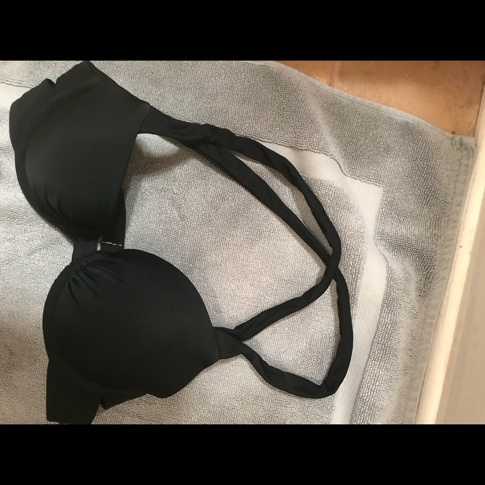 Black strappy back bikini top